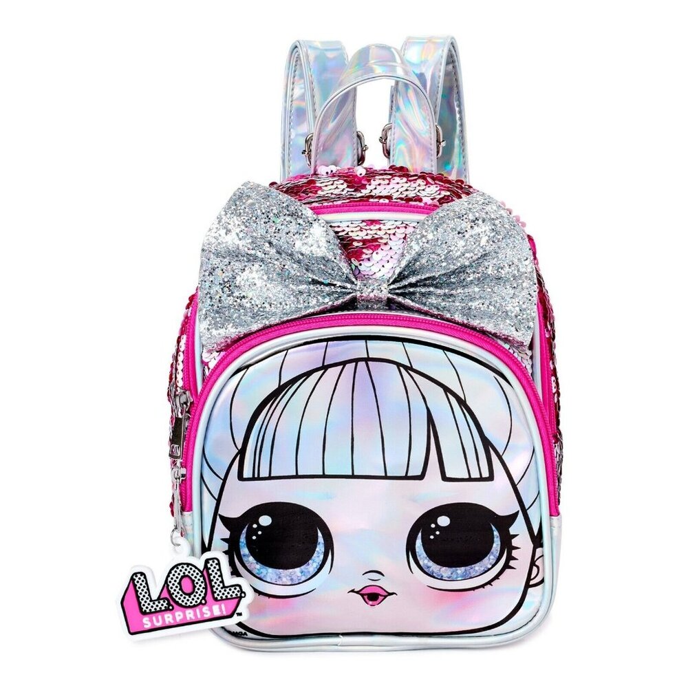 Girls LOL Surprise! Mini 9" Backpack Pink Sequins Glitter Bow